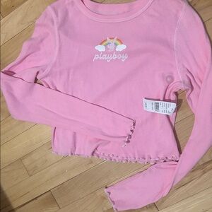 Playboy Pink Long Sleeve crop top